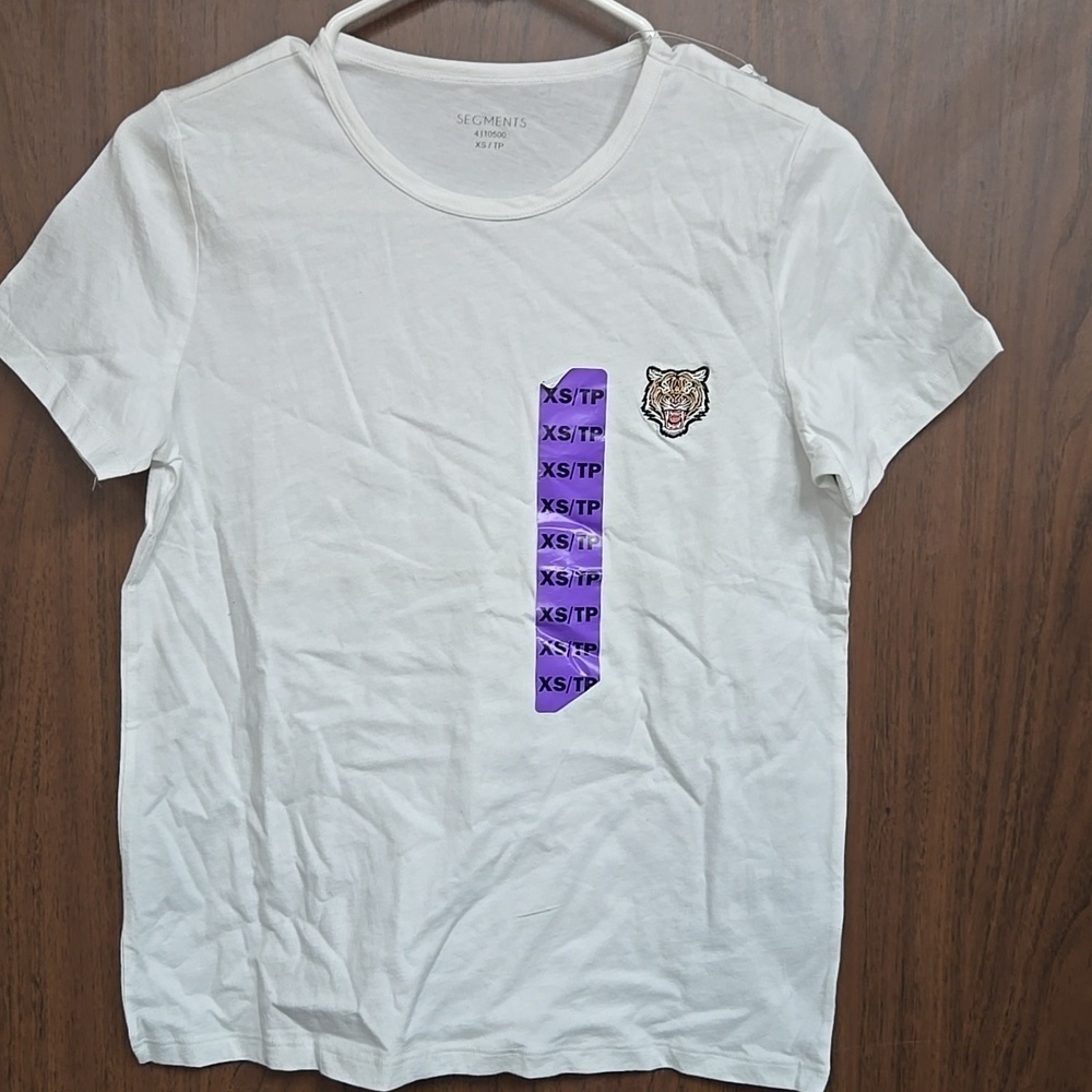 Segments White Embroidered Tiger T-Shirt